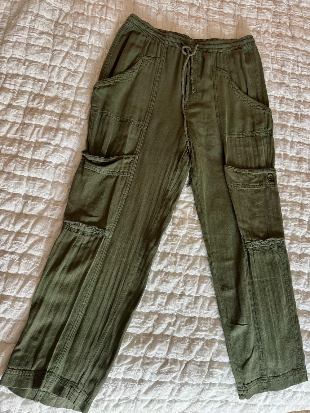 Free People Olive Green Straight-Leg Utility Pants